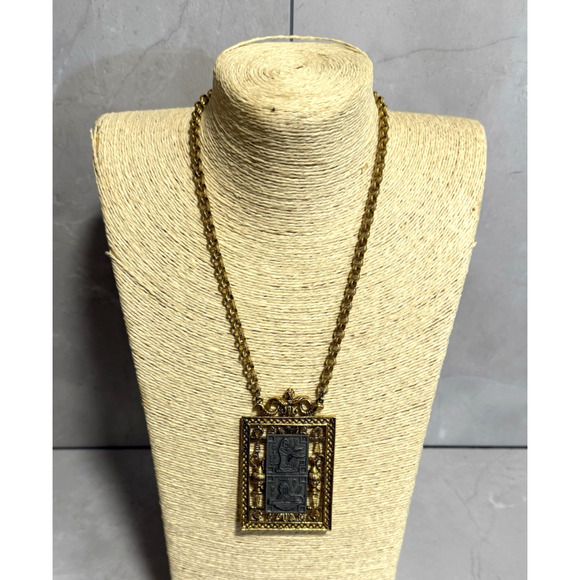 Vintage Signed ART Arthur Egyptian Revival 2 Toned Statement Necklace - Picture 1 of 8